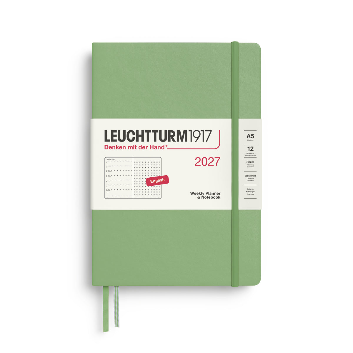 LEUCHTTURM1917 2027 WEEKLY PLANNER & NOTEBOOK SAGE DOTTED