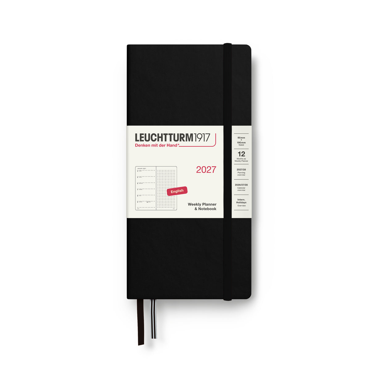 LEUCHTTURM1917 2027 WEEKLY PLANNER & NOTEBOOK BLACK DOTTED