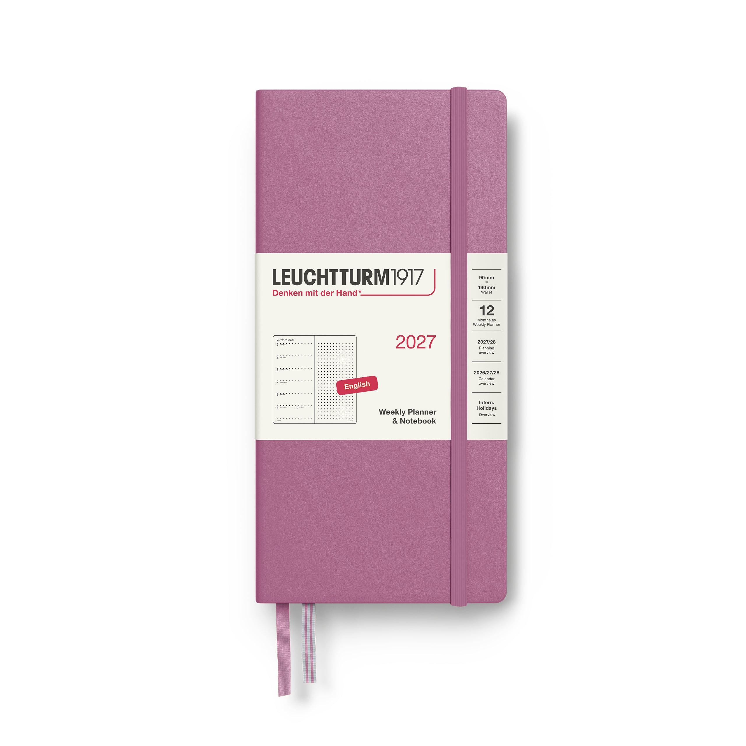 LEUCHTTURM1917 2027 WEEKLY PLANNER & NOTEBOOK DUSTY ROSE DOTTED