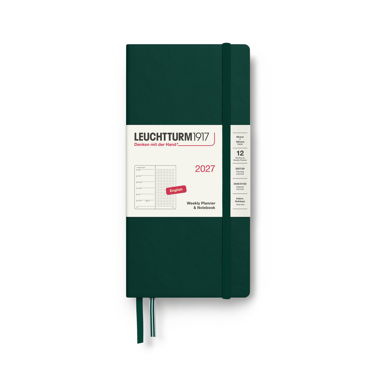 LEUCHTTURM1917 2027 WEEKLY PLANNER & NOTEBOOK FOREST GREEN DOTTED