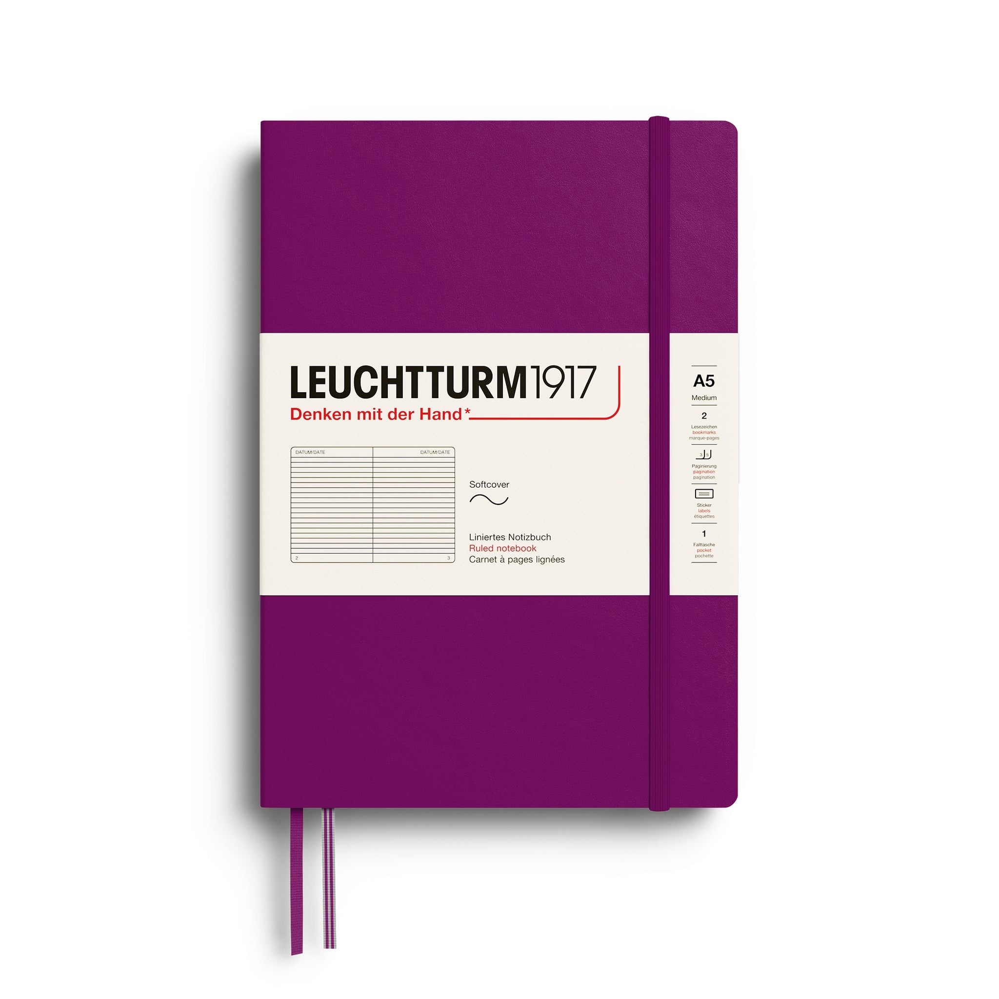 LEUCHTTURM1917 NOTEBOOK SOFTCOVER BURGUNDY RULED