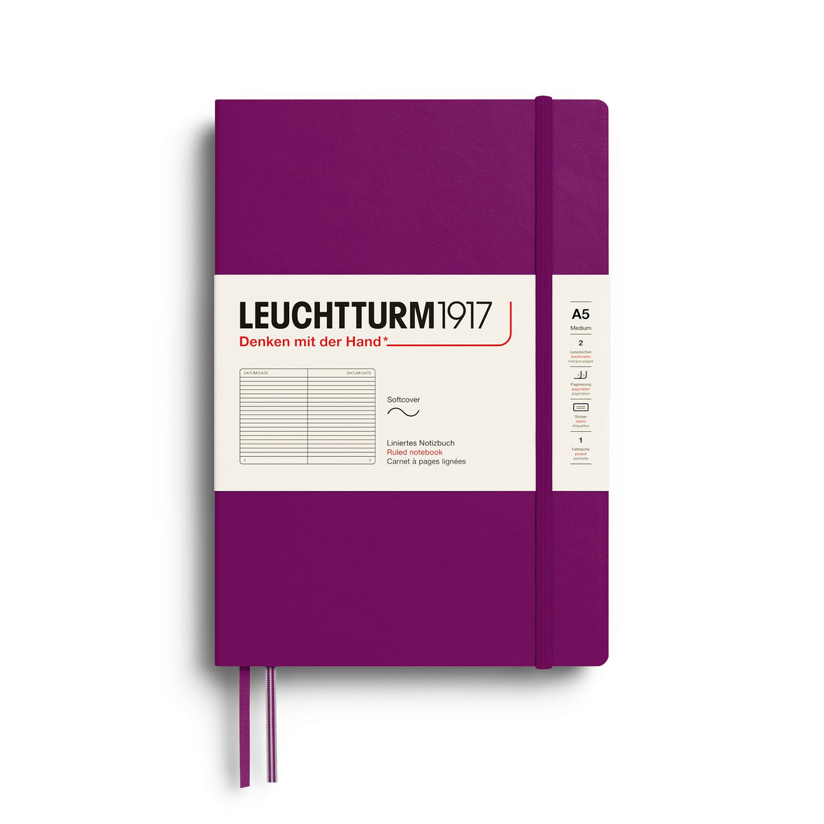 LEUCHTTURM1917 NOTEBOOK SOFTCOVER BURGUNDY RULED
