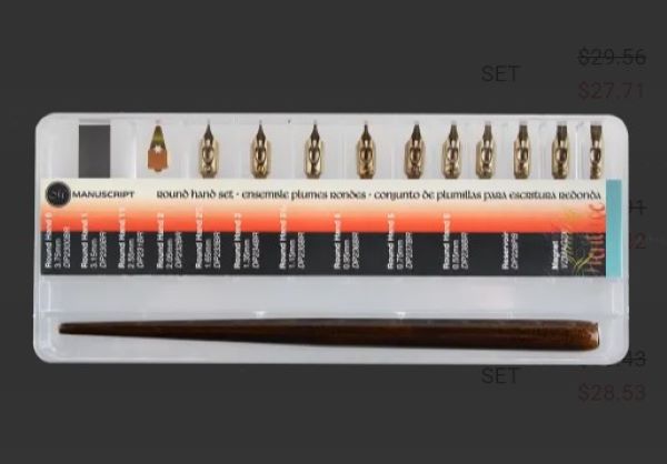 Manuscript Round Hand Nib & Pen Holder Set