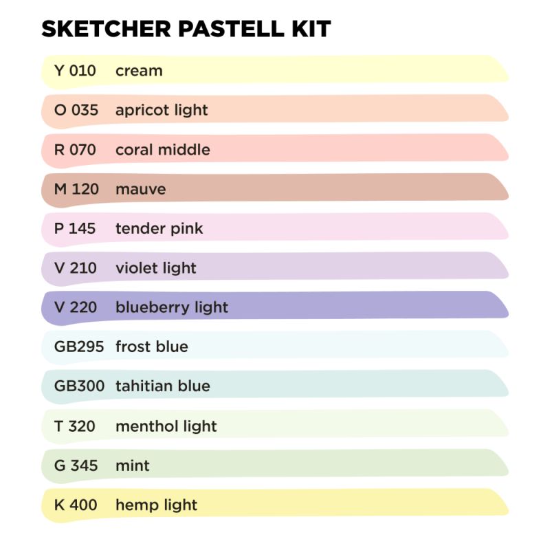 Molotow Sketcher Marker Pastel Kit Set 12