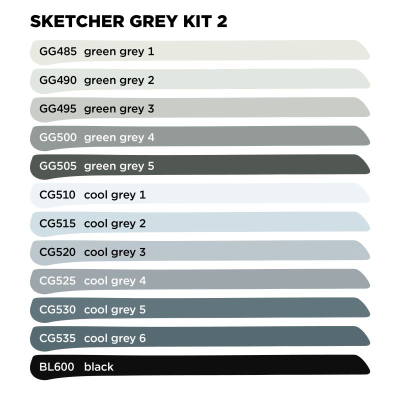 Molotow Sketcher Marker Grey Kit 2 Set 12 SET