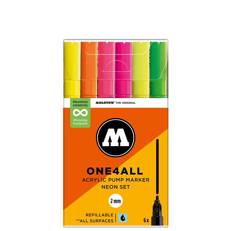 Molotow One4All Paint Marker Neon 2mm Set 6 SET
