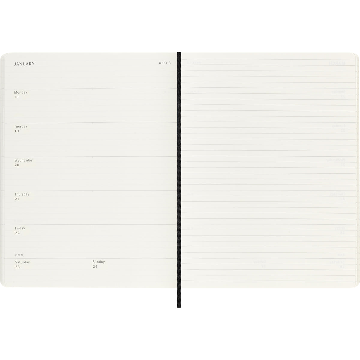 MOLESKINE 18 MONTH DIARY WEEKLY SOFTCOVER BLACK