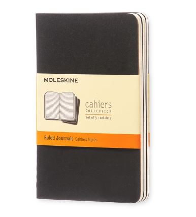Moleskine Cahier Journal Black Packet 3 Ruled Pocket