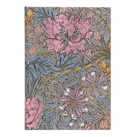 Paperblanks Hardcover Lined Notebook Morris Pink Honeysuckle Midi