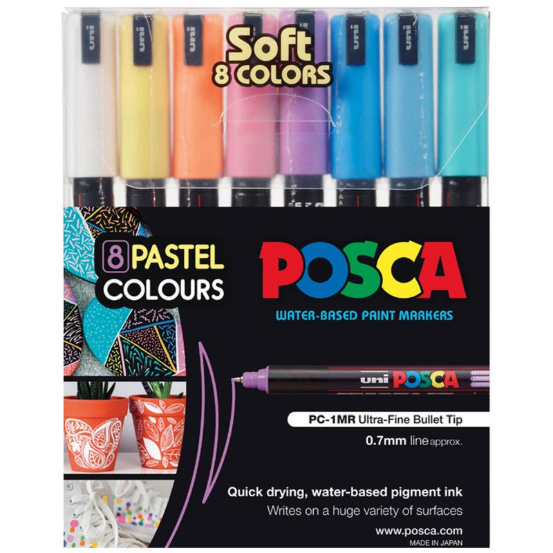 Posca Ultra Fine Tip Marker Pastel Colour Set 8 SET / 0.7mm
