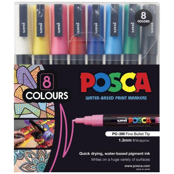 Posca Fine Bullet Tip Marker Assorted Set 8 SET / 1mm