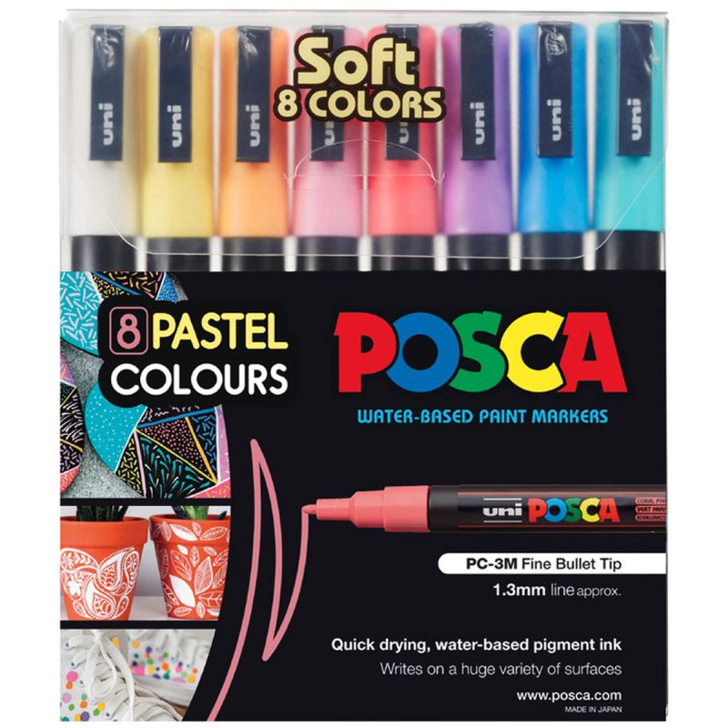 Posca Fine Bullet Tip Marker Pastel Colour Set 8 SET / 1mm