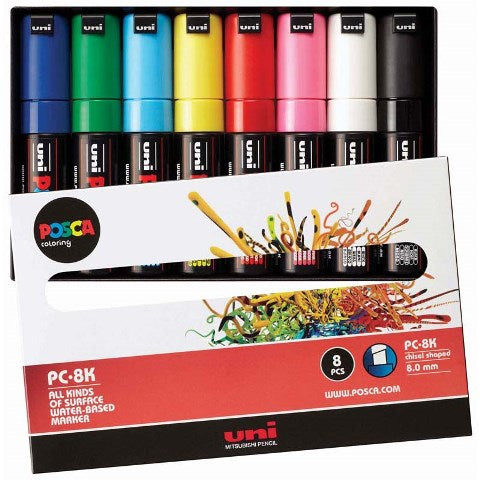 Posca Bold Chisel Tip Marker Assorted Set 8 SET / 8mm