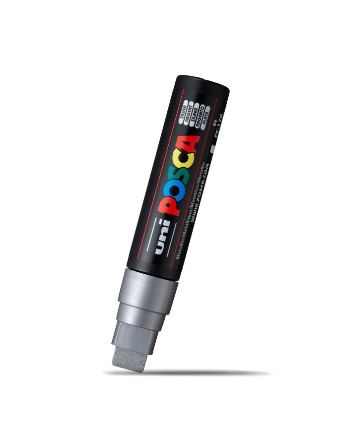 Posca Broad Chisel Tip Marker Silver 15mm