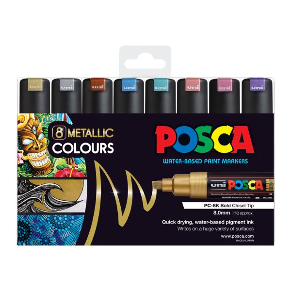 Posca Bold Chisel Tip Marker Metallic Set 8 SET / 8mm