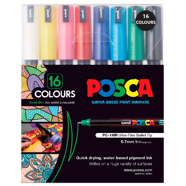 Posca Ultra Fine Tip Marker Assorted Set 16 SET / 0.7mm
