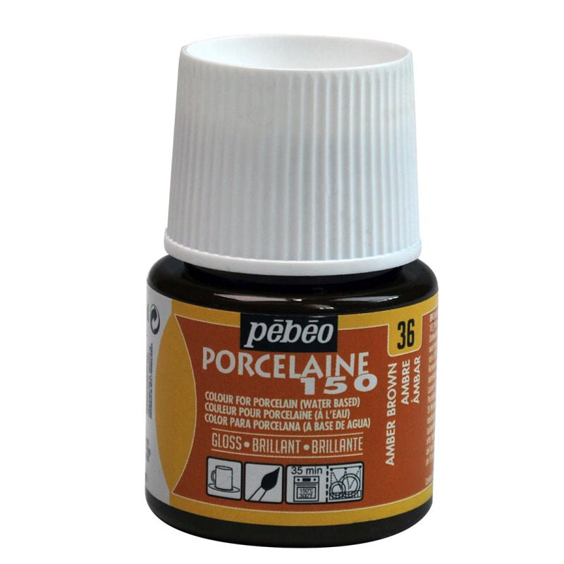 Pebeo Porcelaine 150 Ceramic Paint Amber Brown 45ml