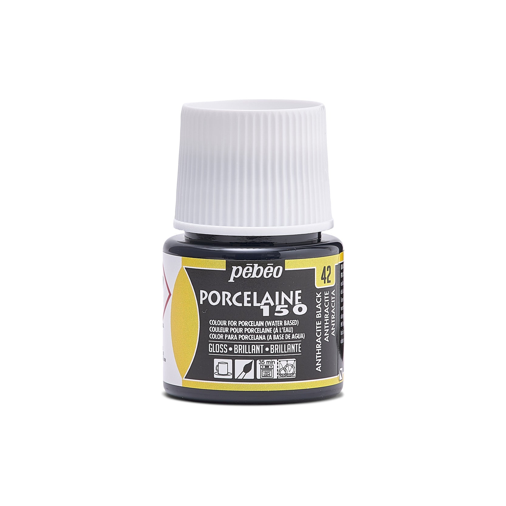 Pebeo Porcelaine 150 Ceramic Paint Anthracite Black 45ml