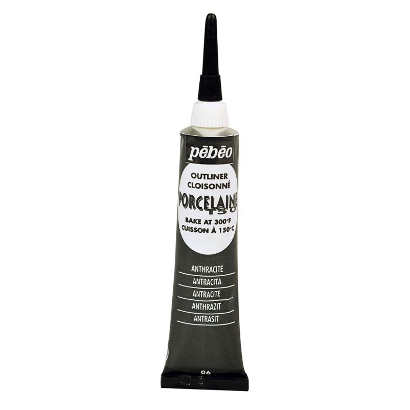 Pebeo Porcelaine 150 Ceramic Outliner Anthracite 20ml