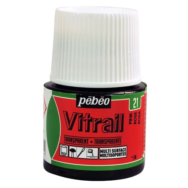 Pebeo Vitrail Glass Paint Transparent Rose 45ml