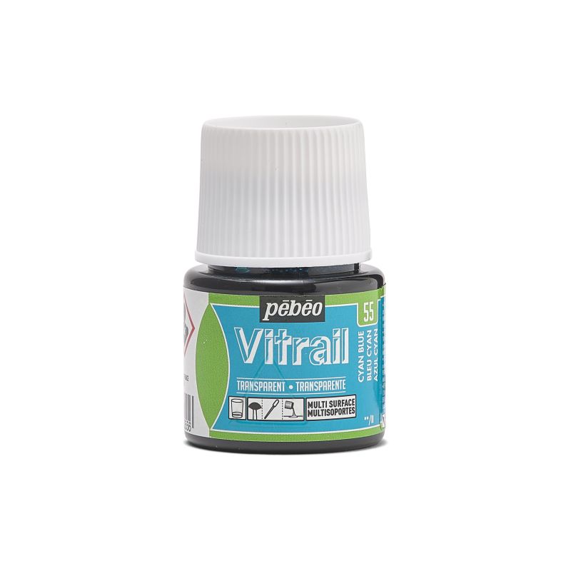 Pebeo Vitrail Glass Paint Transparent Cyan Blue 45ml