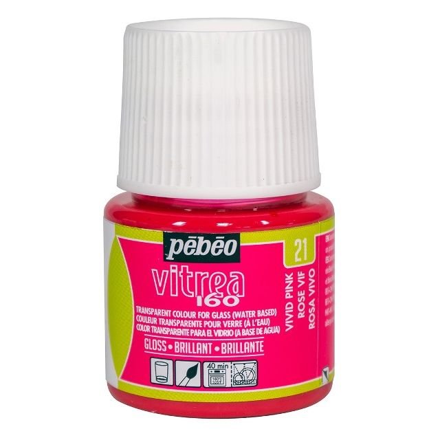 Pebeo Vitrea160 Glass Paint Gloss Vivid Pink 45ml