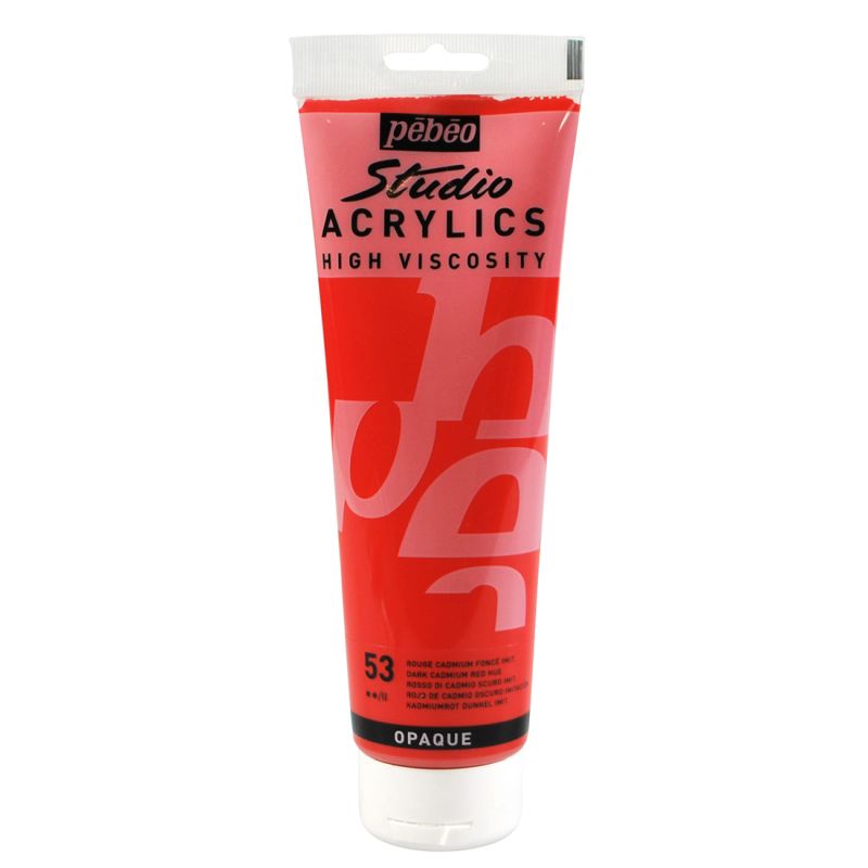 Pebeo Studio Acrylic Paint Dark Cadmium Red Hue 250ml