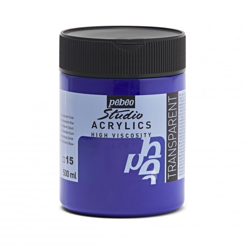 PEBEO STUDIO ACRYLIC PAINT DARK ULTRAMARINE BLUE 500ML