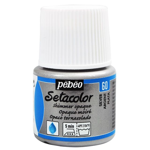 Pebeo Setacolor Fabric Paint Shimmer Silver 45ml