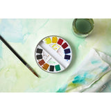 Pebeo WATERCOLOUR PAINT SET 12 ROUND METAL BOX HALF PAN