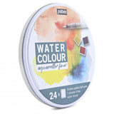 Pebeo Watercolour Paint Set ROUND METAL BOX HALF PAN 24