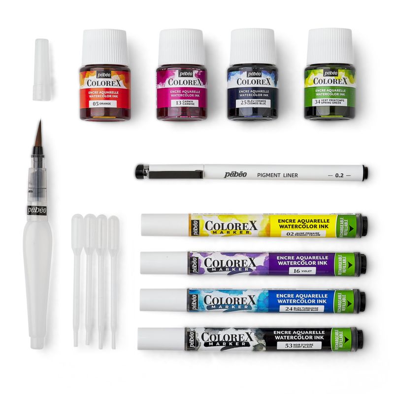 Pebeo Colorex Watercolour Ink Calligraphy Kit SET