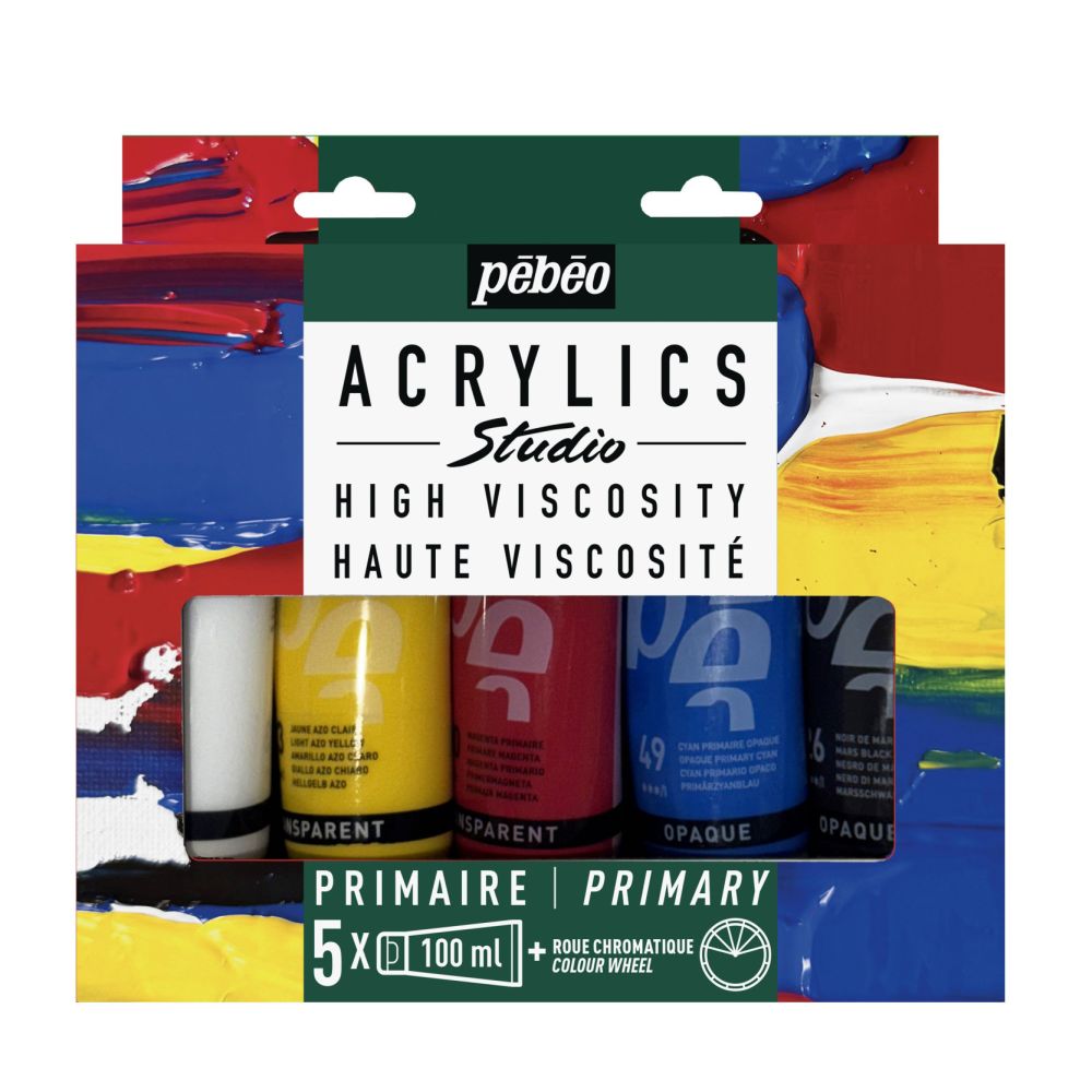 PEBEO STUDIO ACRYLIC PAINT WITH COLOUR WHEEL SET 5