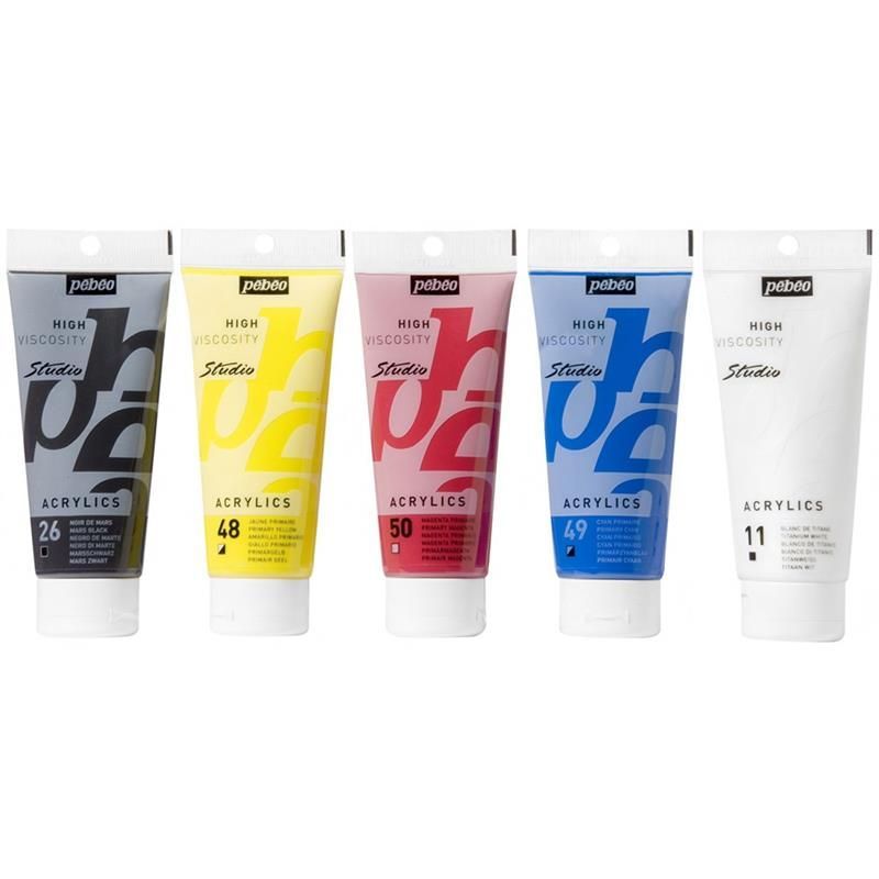PEBEO STUDIO ACRYLIC PAINT WITH COLOUR WHEEL SET 5