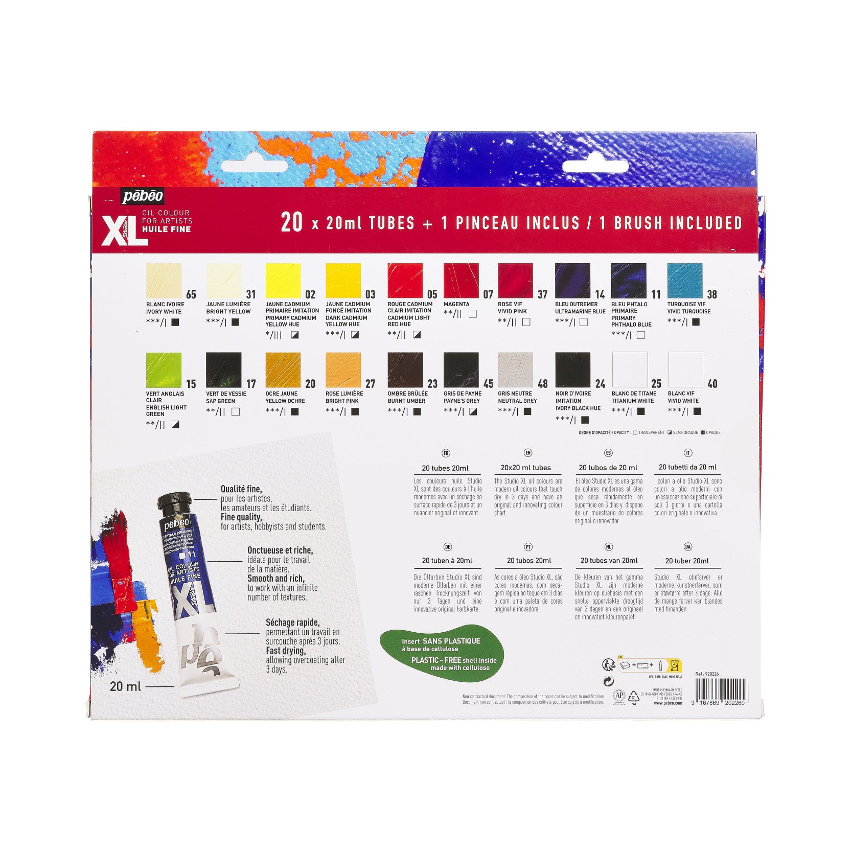 PEBEO XL OIL PAINT SET 20 WITH BRUSH