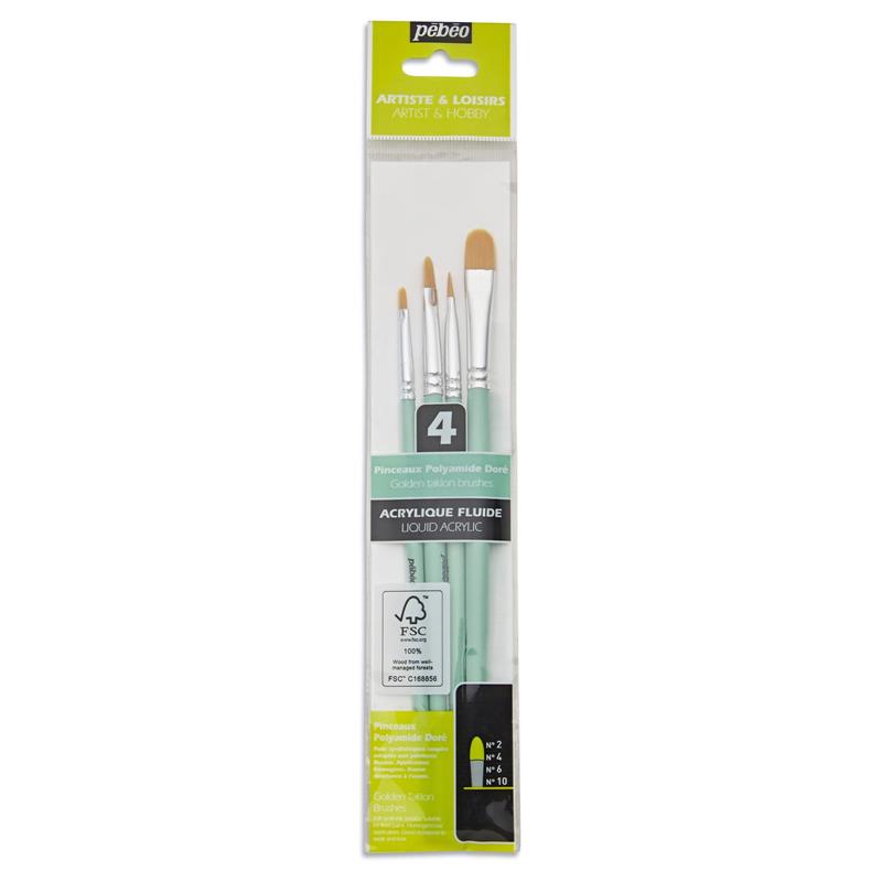 Pebeo Brush Short Filbert Yellow Polyamide Set 4 SET