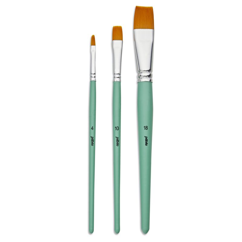 Pebeo Brush Short Flat Yellow Polyamide Set 3 SET