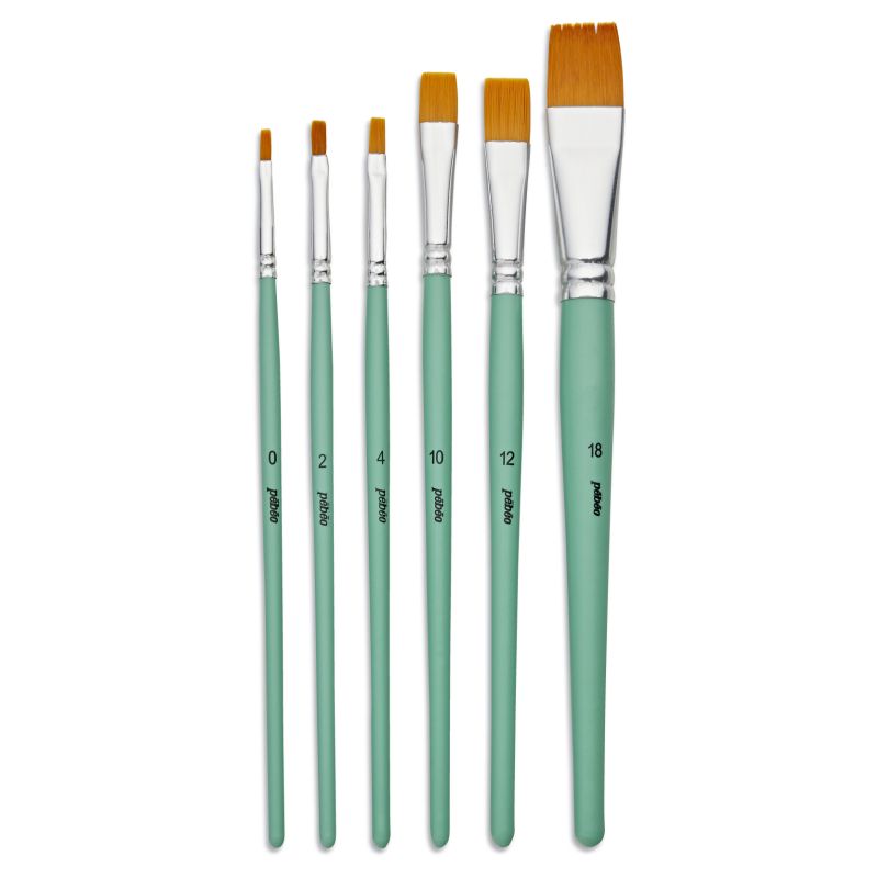 Pebeo Brush Short Flat Yellow Polyamide Set 6 SET
