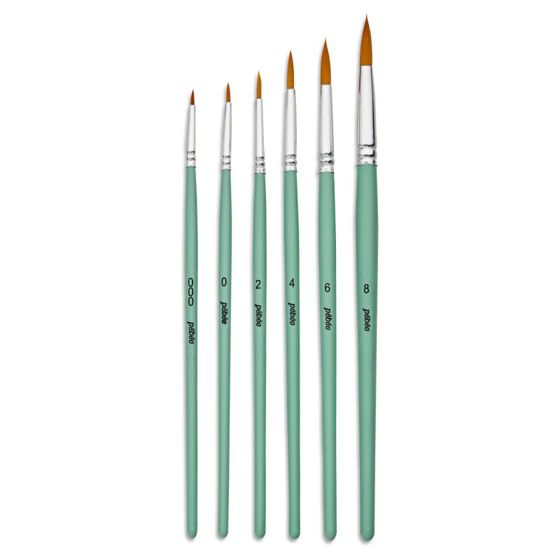 Pebeo Brush Short Round Yellow Polyamide Set 6 SET