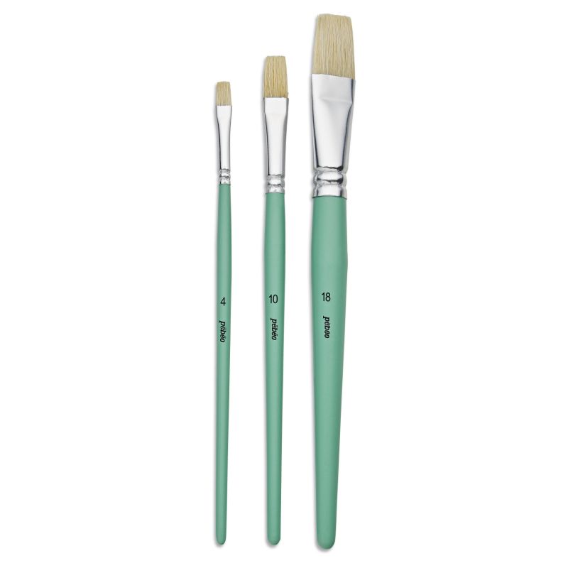 Pebeo Brush Short Flat White Bristle Set 3 SET