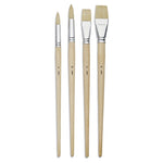 Pebeo Brush Long Round/Flat White Bristle Set 4 SET