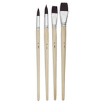 Pebeo Brush Long Round/Flat Brown Polyamide Set 4 SET