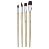 Pebeo Brush Long Round/Flat Brown Polyamide Set 4 SET