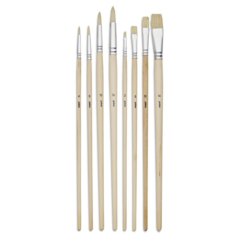 Pebeo Brush Long Round/Flat White Bristle Set 8 SET