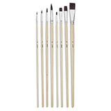 Pebeo Brush Long Round/Flat Brown Bristle Set 8 SET