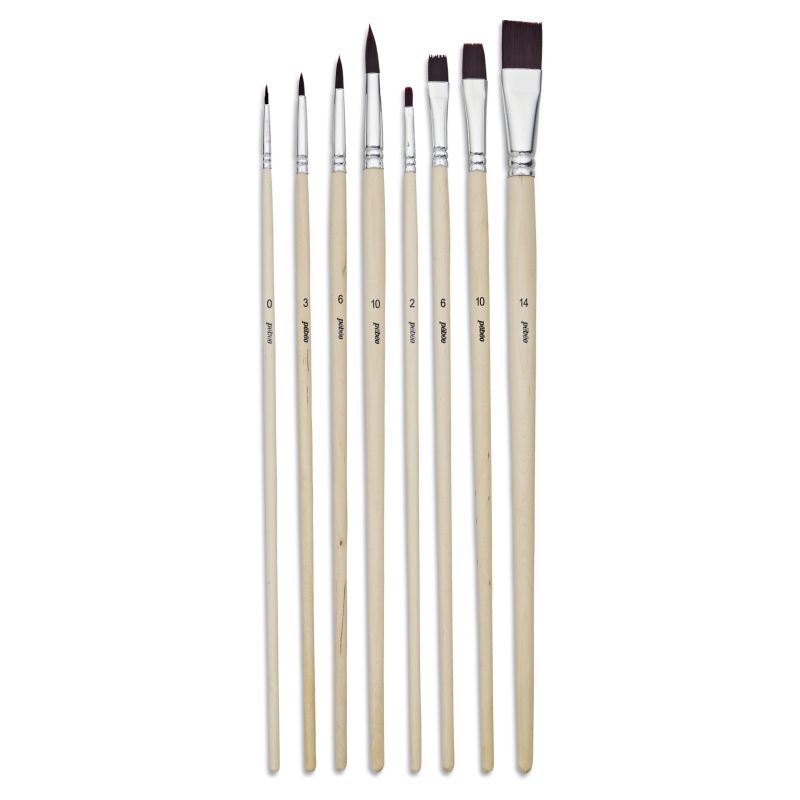 Pebeo Brush Long Round/Flat Brown Bristle Set 8 SET