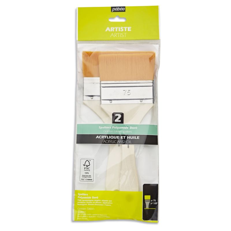 Pebeo Brush Spalters Yellow Polyamide Set  2 SET