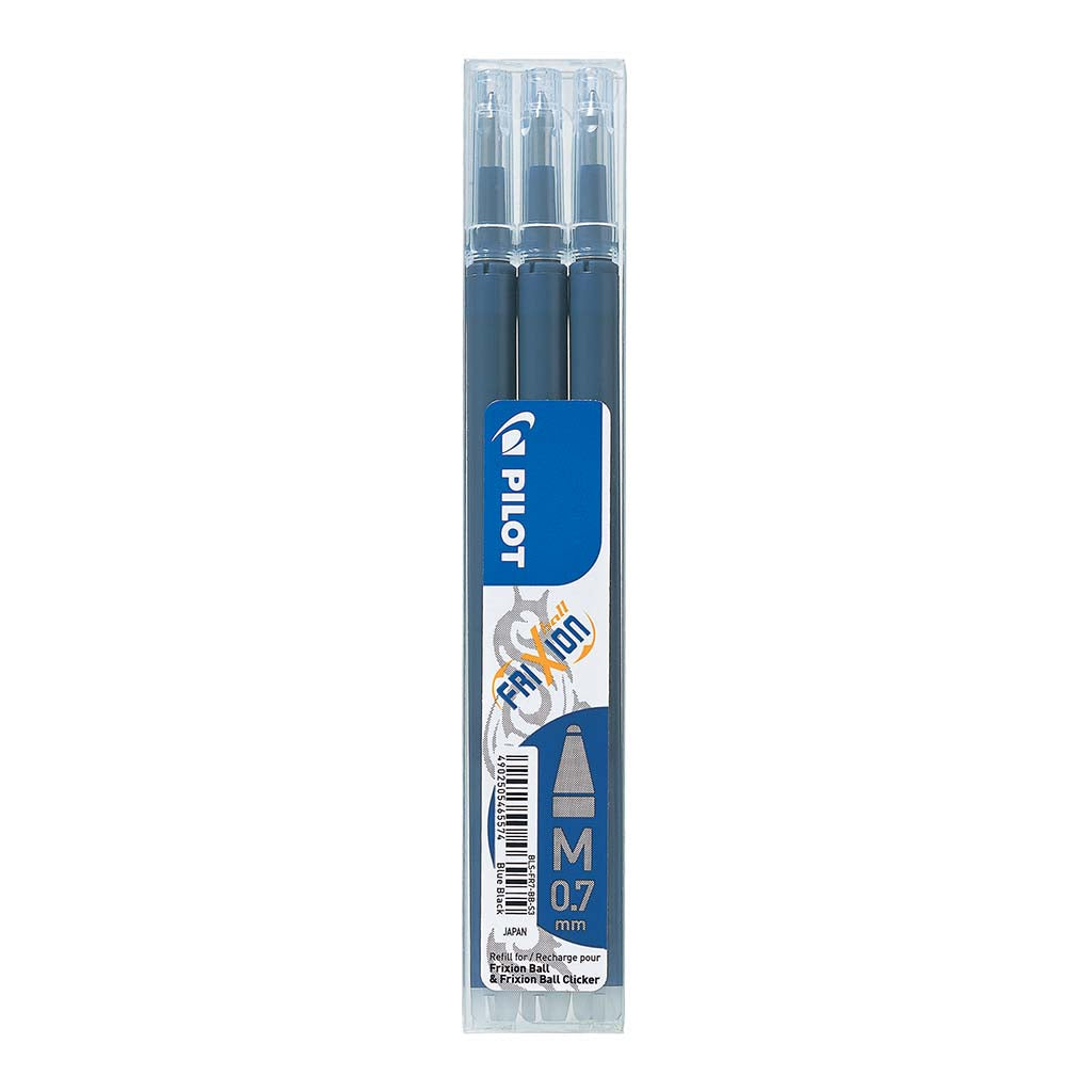 PILOT FRIXION ERASEABLE PEN REFILL BLUE BLACK PACKET 3
