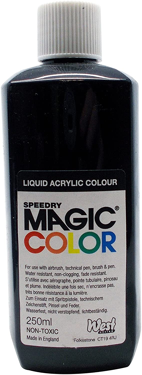 Magic Colour Waterbased Liquid Acrylic Paint Opaque Quasar Black 250ml