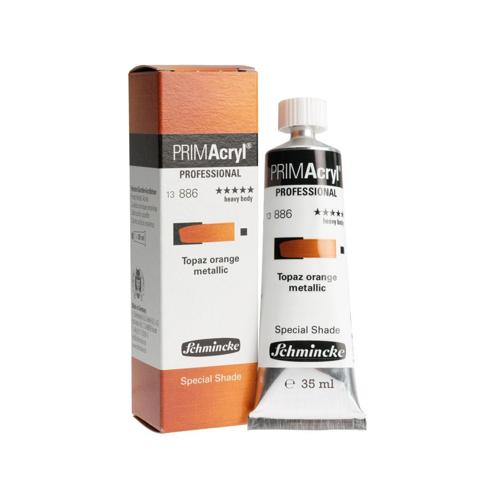 SCHMINCKE PRIMACRYL ACRYLIC PAINT TOPAZ ORANGE METALLIC